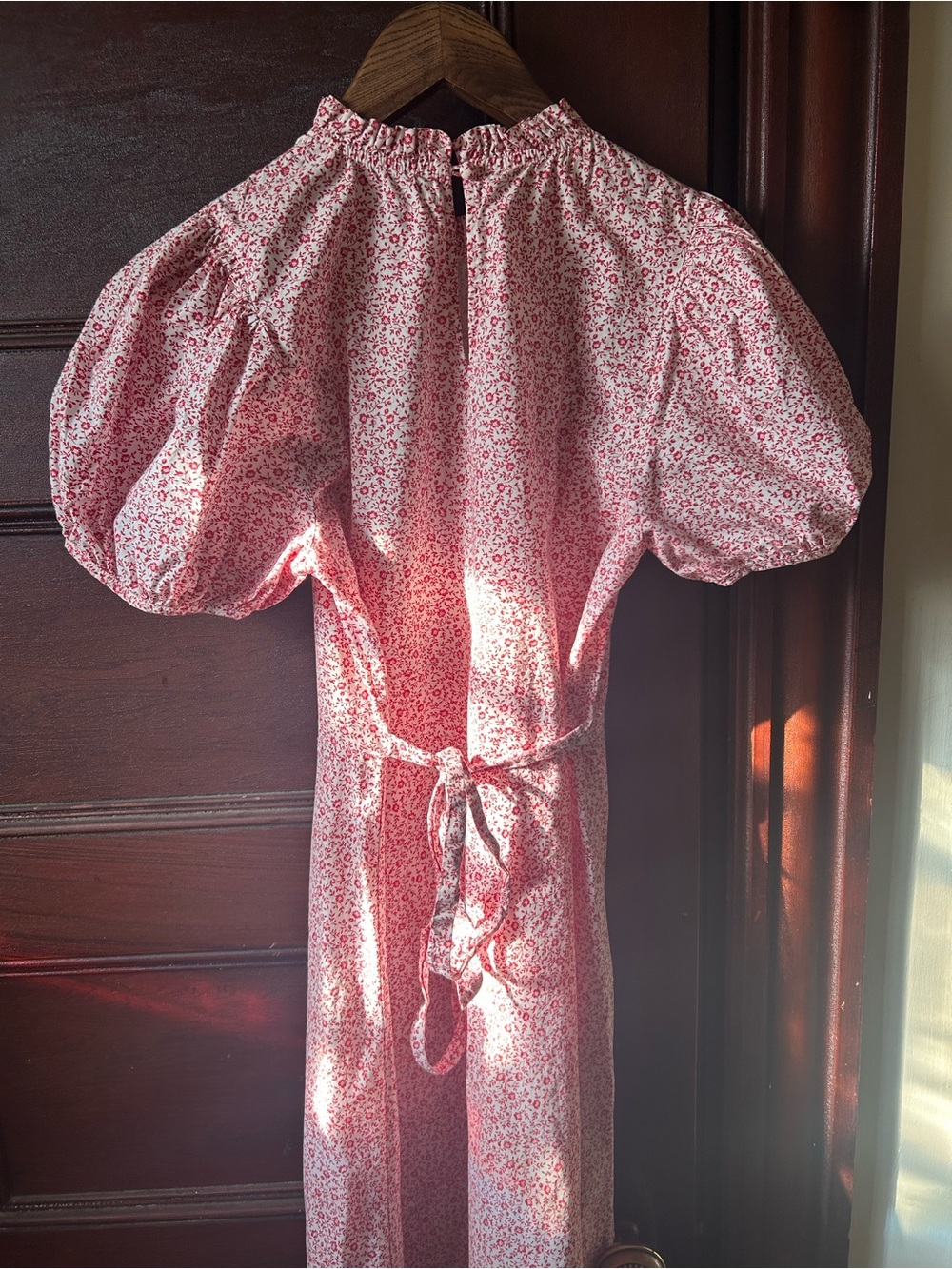 Doen Dia Puff Sleeve Midi Dress in Red Cottage Ivy Floral Size Small Cottagecore - Picture 11 of 15